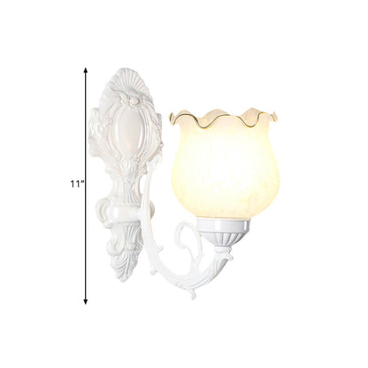 Vivolux | Loft Style Bud Wandlamp Eén Peertje Opaline Glas Wandverlichting Fitting in Zwart/Wit/Messing