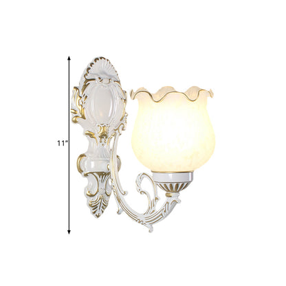 Vivolux | Loft Style Bud Wandlamp Eén Peertje Opaline Glas Wandverlichting Fitting in Zwart/Wit/Messing