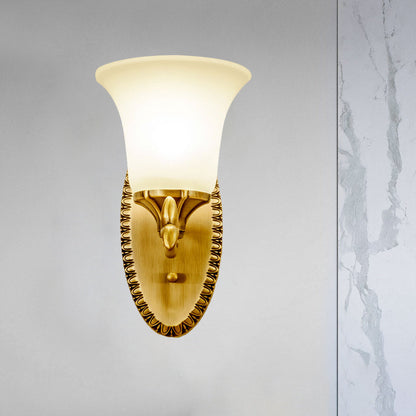 Vivolux | Bell Wohnzimmer Wandleuchte Traditionelles Milchglas 1/2-Kopf Messing Wandleuchtenarmatur