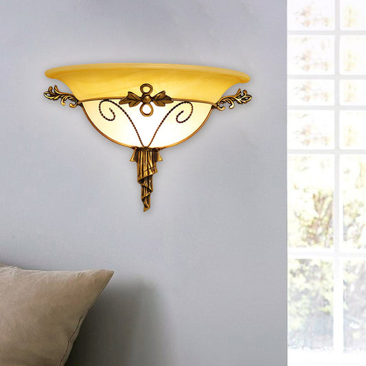 Vivolux | Retro-Stil Schalen-Wandlamp 1-Licht Creme-Glas Wandleuchte Beleuchtung in Weiß/Beige