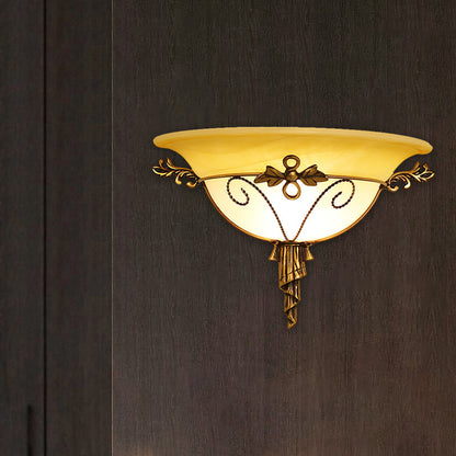 Vivolux | Retro-Stil Schalen-Wandlamp 1-Licht Creme-Glas Wandleuchte Beleuchtung in Weiß/Beige
