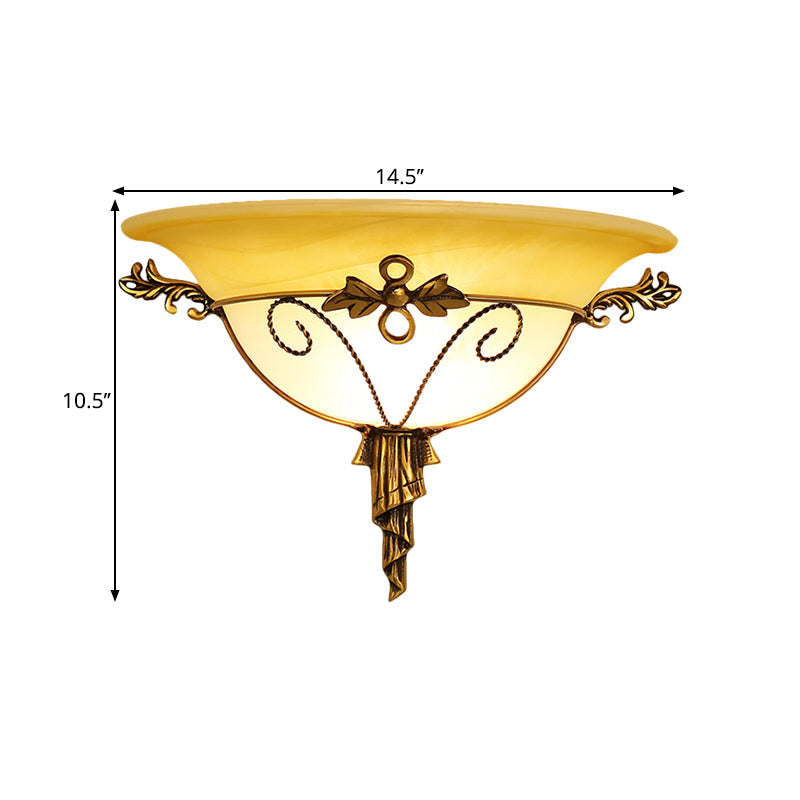 Vivolux | Retro-Stil Schalen-Wandlamp 1-Licht Creme-Glas Wandleuchte Beleuchtung in Weiß/Beige