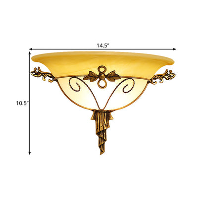 Vivolux | Retro-Stil Schalen-Wandlamp 1-Licht Creme-Glas Wandleuchte Beleuchtung in Weiß/Beige