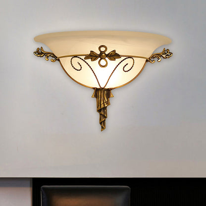 Vivolux | Retro-Stil Schalen-Wandlamp 1-Licht Creme-Glas Wandleuchte Beleuchtung in Weiß/Beige