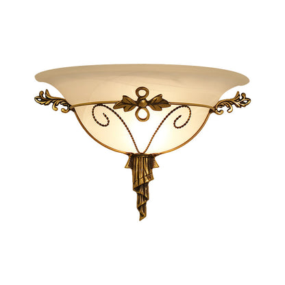 Vivolux | Retro-Stil Schalen-Wandlamp 1-Licht Creme-Glas Wandleuchte Beleuchtung in Weiß/Beige