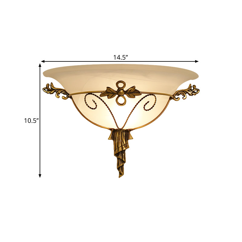 Vivolux | Retro-Stil Schalen-Wandlamp 1-Licht Creme-Glas Wandleuchte Beleuchtung in Weiß/Beige