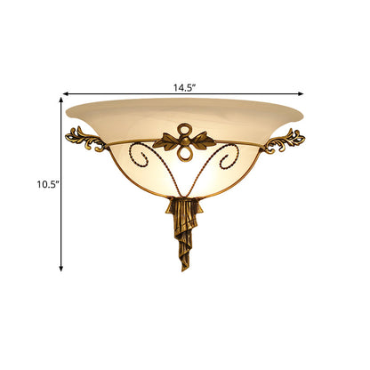 Vivolux | Retro-Stil Schalen-Wandlamp 1-Licht Creme-Glas Wandleuchte Beleuchtung in Weiß/Beige