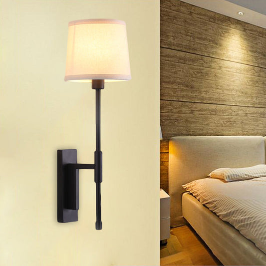 Vivolux | 1 Hoofdbuis Wandlamp Warehouse Zwart Stof Wandgemonteerde Verlichting met Rechte Hoekarm