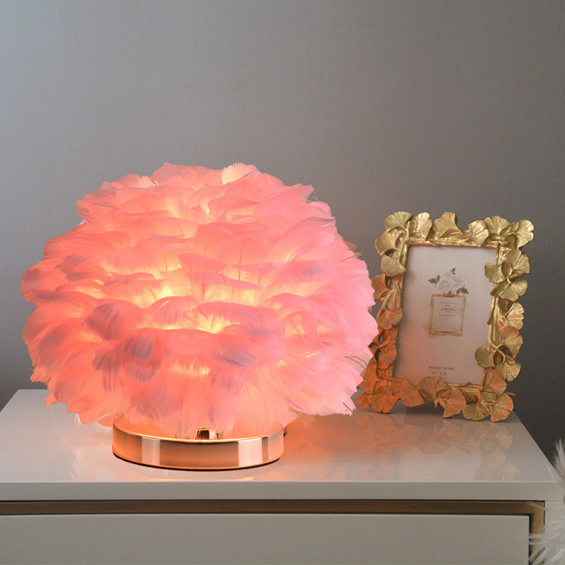 Vivolux | Luxus Feder Tischlampe Schlafzimmer oder Nachttischlicht