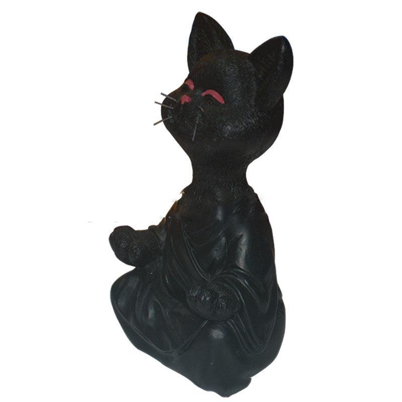 Vivolux | Verspielt Schwarze Buddha Katze Figur Meditation Yoga Sammlerstück Glückliche Katzen Dekor Zuhause Garten Dekoration Gartenornament