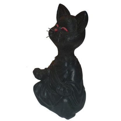 Vivolux | Verspielt Schwarze Buddha Katze Figur Meditation Yoga Sammlerstück Glückliche Katzen Dekor Zuhause Garten Dekoration Gartenornament