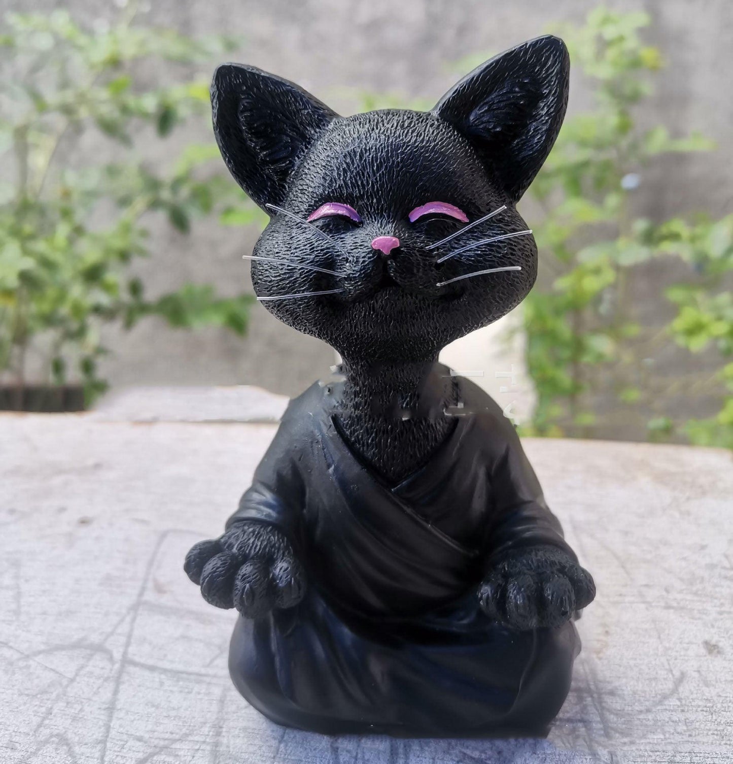 Vivolux | Verspielt Schwarze Buddha Katze Figur Meditation Yoga Sammlerstück Glückliche Katzen Dekor Zuhause Garten Dekoration Gartenornament