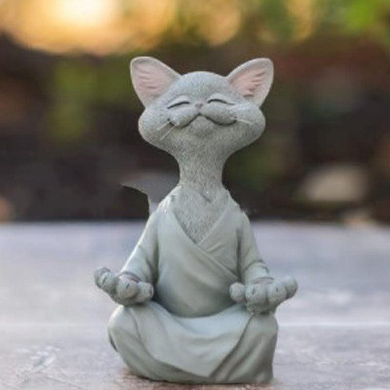 Vivolux | Verspielt Schwarze Buddha Katze Figur Meditation Yoga Sammlerstück Glückliche Katzen Dekor Zuhause Garten Dekoration Gartenornament