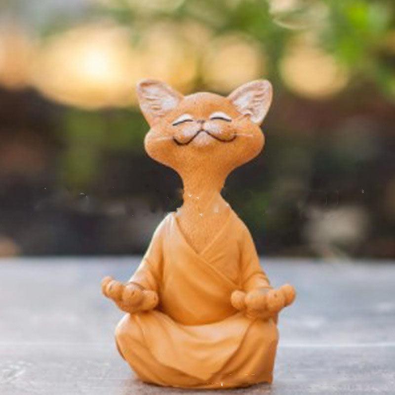 Vivolux | Verspielt Schwarze Buddha Katze Figur Meditation Yoga Sammlerstück Glückliche Katzen Dekor Zuhause Garten Dekoration Gartenornament