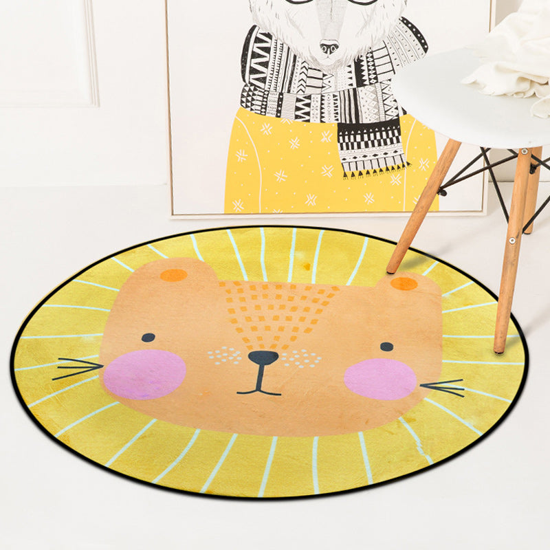 Vivolux | Stijlvol Kids Tapijt in Wit en Blauw Dier Flamingo Beer Leeuw Patroon Tapijt Polyester Wasbaar Vloerkleed voor Kinderenkamer