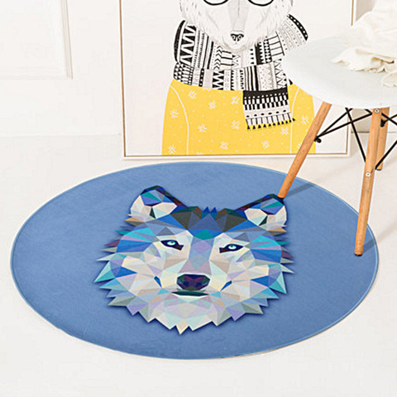 Vivolux | Groene en gele kinderkamer tapijt kinderen dieren hert beer wolf kat patroon vloertapijt polyester antislip achterkant tapijt