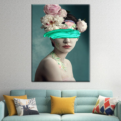 Vivolux | Gemischte Medien Glam Wandkunst Dekor mit Frauenmuster in dunkler Farbe für das Esszimmer