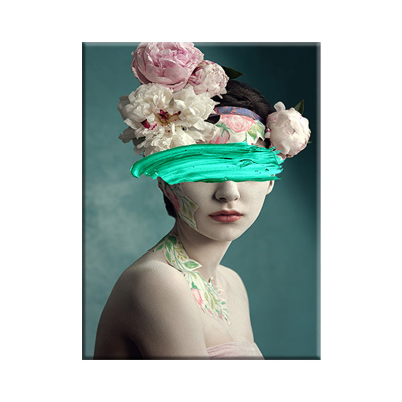 Vivolux | Gemischte Medien Glam Wandkunst Dekor mit Frauenmuster in dunkler Farbe für das Esszimmer