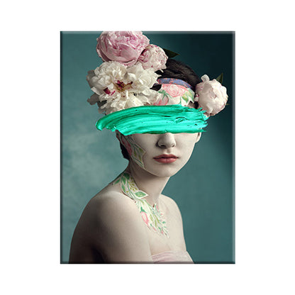 Vivolux | Gemischte Medien Glam Wandkunst Dekor mit Frauenmuster in dunkler Farbe für das Esszimmer