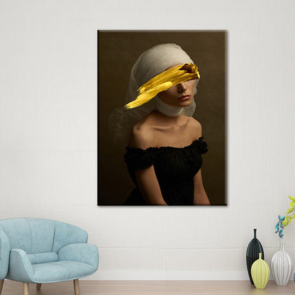 Vivolux | Gemischte Medien Glam Wandkunst Dekor mit Frauenmuster in dunkler Farbe für das Esszimmer