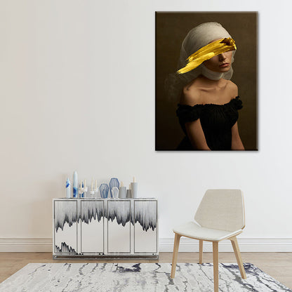 Vivolux | Gemischte Medien Glam Wandkunst Dekor mit Frauenmuster in dunkler Farbe für das Esszimmer