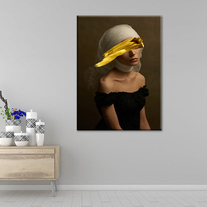 Vivolux | Gemischte Medien Glam Wandkunst Dekor mit Frauenmuster in dunkler Farbe für das Esszimmer