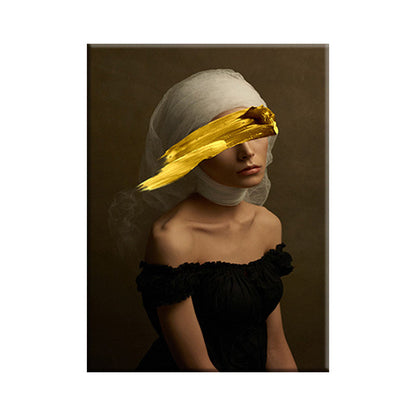 Vivolux | Gemischte Medien Glam Wandkunst Dekor mit Frauenmuster in dunkler Farbe für das Esszimmer