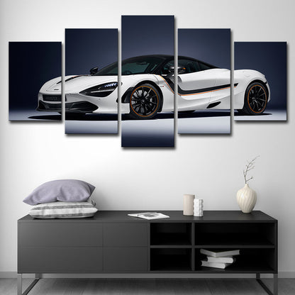 Vivolux | Coole McLaren Sportwagen Leinwand Wandkunst für Jungenzimmer, Weiß und Schwarz, Mehrteilig