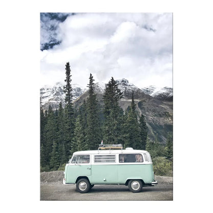 Vivolux | Modernistische Reisbus Wandkunst Decor Groene Textuur Gewikkeld Canvas voor Woonkamer