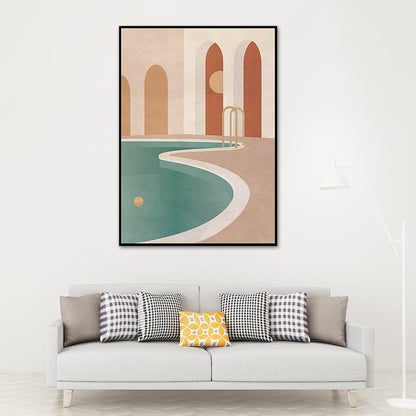 Vivolux | Illustratie Architectuur Canvas Muur Kunst voor Woonkamer, Pastel Kleur, Textuur