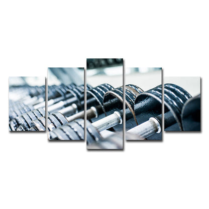 Vivolux | Gym Langhantel Druck Wandkunst Moderne Leinwand Wanddeko in Blau, Mehrteilig