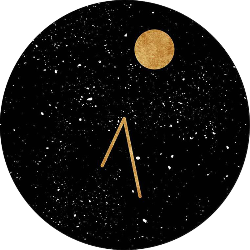 Vivolux | Nieuwigheid Ruimteprint Tapijt Zwart Polyester Tapijt Wasbaar Antislip achterkant Vloerkleed voor Woonkamer