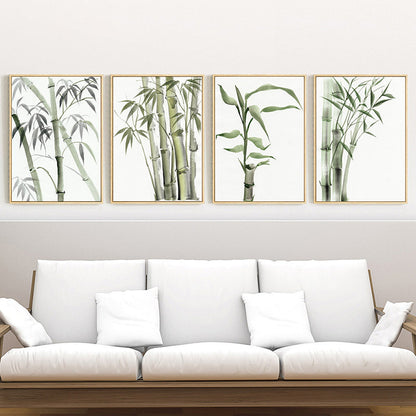 Vivolux | Chinesische Bambusmalerei Wanddekoration Leinwand Texturiert Grünes Wandkunst für das Wohnzimmer