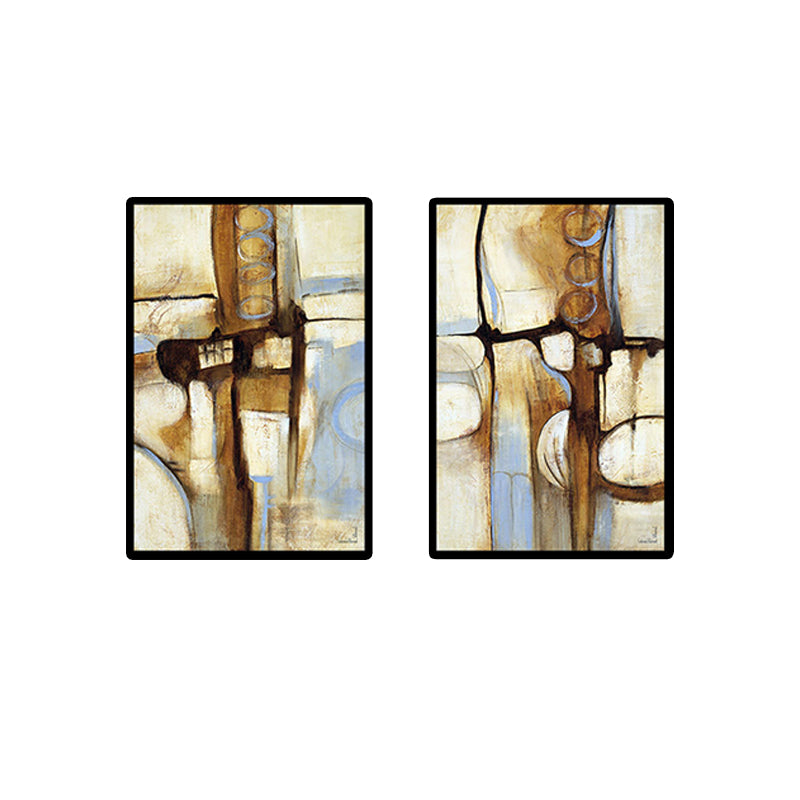 Vivolux | Moderne Wandkunst Braun und Blau Abstraktes Muster Leinwanddruck für Wohnzimmer