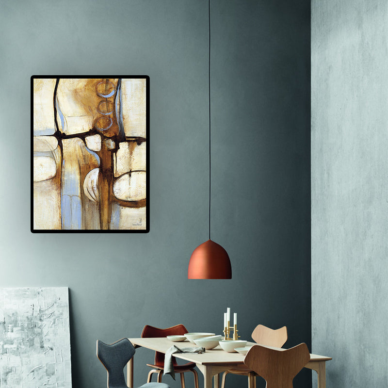 Vivolux | Moderne Wandkunst Braun und Blau Abstraktes Muster Leinwanddruck für Wohnzimmer
