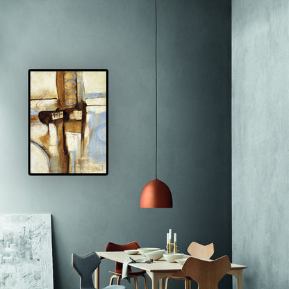 Vivolux | Moderne Wandkunst Braun und Blau Abstraktes Muster Leinwanddruck für Wohnzimmer