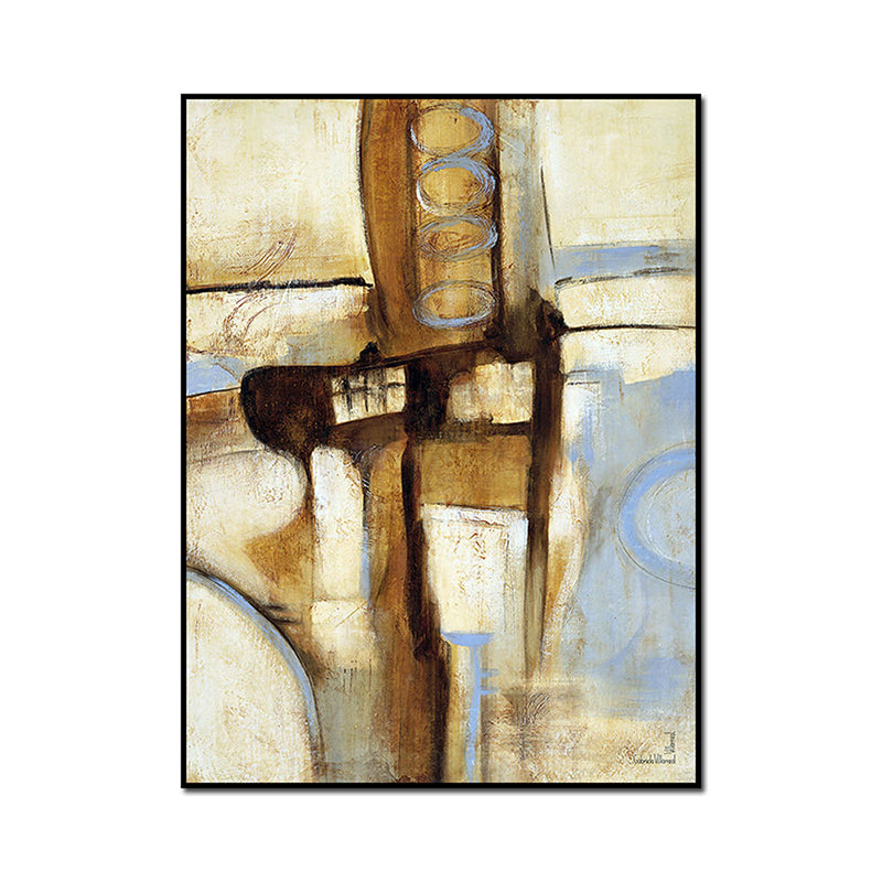 Vivolux | Moderne Wandkunst Braun und Blau Abstraktes Muster Leinwanddruck für Wohnzimmer