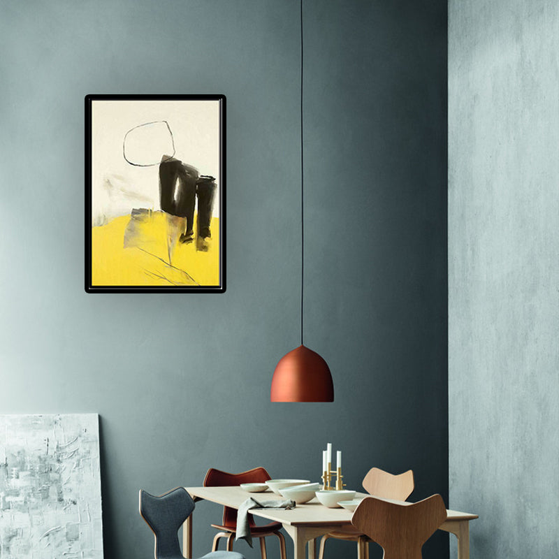 Vivolux | Abstrakte Leinwand Wandkunst Zeitgenössische Texturierte Wanddekoration in Gelb und Schwarz für den Raum