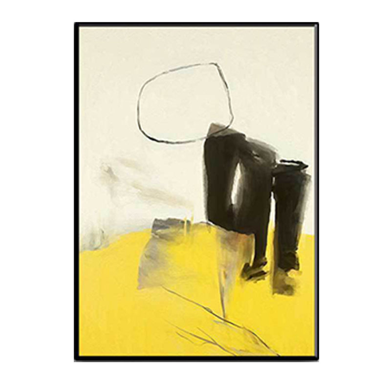 Vivolux | Abstrakte Leinwand Wandkunst Zeitgenössische Texturierte Wanddekoration in Gelb und Schwarz für den Raum