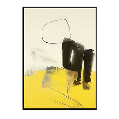 Vivolux | Abstrakte Leinwand Wandkunst Zeitgenössische Texturierte Wanddekoration in Gelb und Schwarz für den Raum