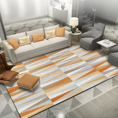 Vivolux | Nordic Novelty Teppich in Orange Geometrie Dreiecks-Muster Teppich Polyester Waschbarer Teppich für Wohnkultur