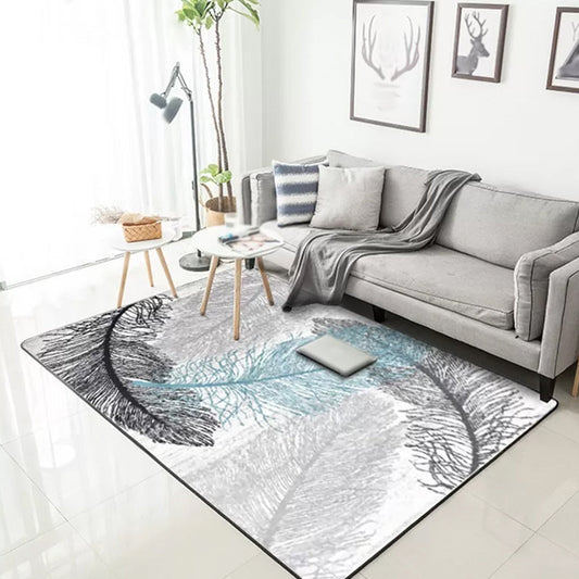 Vivolux | Tropische Woonkamer Tapijt in Grijze Botanische Print Tapijt Polyester Antislip Machine Wasbaar Zoomtapijt