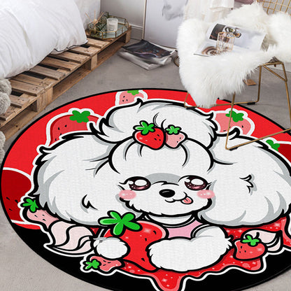 Vivolux | Kinderslaapkamer Tapijt in Paars en Rood Dier Hond Ster Aardbei Print Tapijt Polyester Antislip Gebied Tapijt