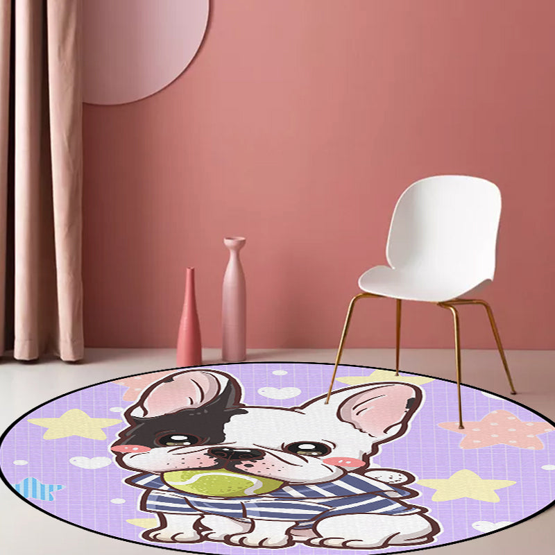 Vivolux | Kinderslaapkamer Tapijt in Paars en Rood Dier Hond Ster Aardbei Print Tapijt Polyester Antislip Gebied Tapijt