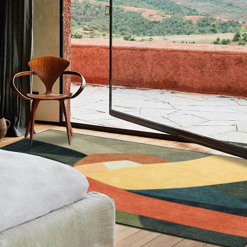 Vivolux | Neuheit Wohnzimmerteppich Bunt Farbblockdruck Teppich Polyester Fleckenresistent Waschbarer Bereichsteppich