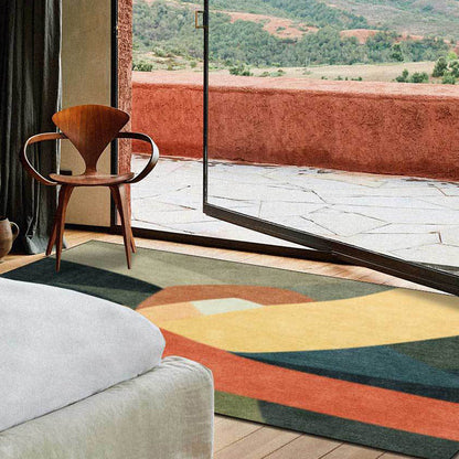 Vivolux | Neuheit Wohnzimmerteppich Bunt Farbblockdruck Teppich Polyester Fleckenresistent Waschbarer Bereichsteppich