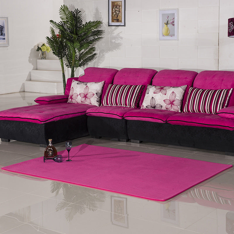 Vivolux | Lässiger Wohnzimmerteppich in Grün und Pink Einfarbiger Teppich Polyester Haustierfreundlicher Bereichsteppich