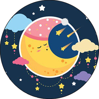 Vivolux | Blauer Kinderzimmerteppich Kinder Märchen Mond Sterne Muster Teppich Polyester  
Rutschfeste Rückseite Teppich