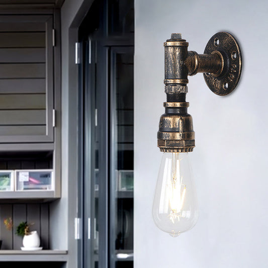 Vivolux | 1 Glühbirne Wand Sconce Beleuchtung mit Wasserrohr Metall Schirm Rustikal Industrie Wohnzimmer Wandlampe in Bronze