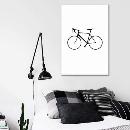 Vivolux | Skandinavischer Stil Statische Fahrrad Leinwand Küchen-Rückwand Wandkunst Dekor in Weiß